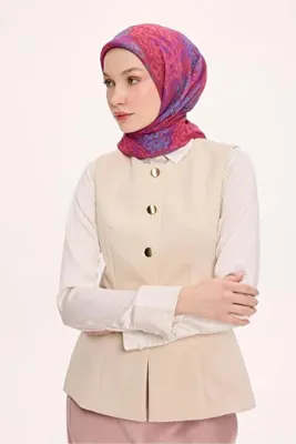 Silk Home Viskon Velora Eşarp Dört Mevsim Dalga İzi Desen Soluk Kırmızı 90X90
