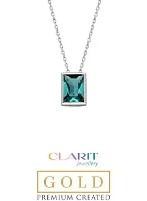 So Chic Clarit Serisi Created Paraiba Taşlı 8 Ayar Beyaz Altın Baget Kolye