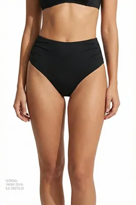 Penti Siyah High Büzgülü Yüksek Bel Bikini Altı