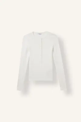 Defacto Fitted Düğmeli Henley Yaka Uzun Kollu Basic Tişört