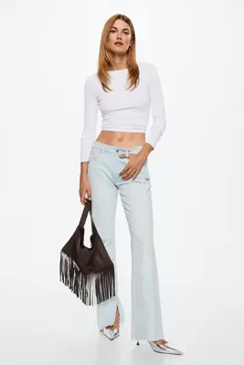 MANGO Woman Kirik Beyaz Jean