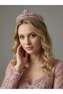 Magic Tiara Kristal Taşlı Işıltılı Kraliçe Model Gelin Tacı - Zarif Düğün Saç Aksesuarı