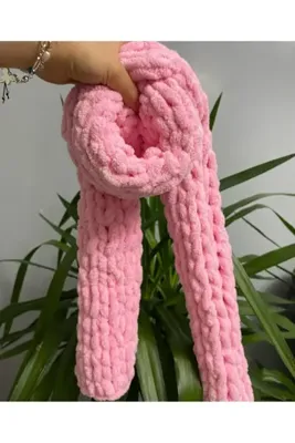HÜYAGK Puffy El Örgüsü Yumuşacık Atkı 160*20 Cm