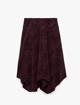 Koton Volanlı A Kesim Slim Fit Çiçek Desenli Midi Etek
