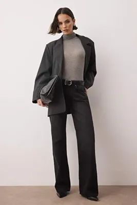 TRENDYOLMİLLA Siyah Düşük Bel Geniş Paça Wide Leg Jeans TWOAW26JE00075