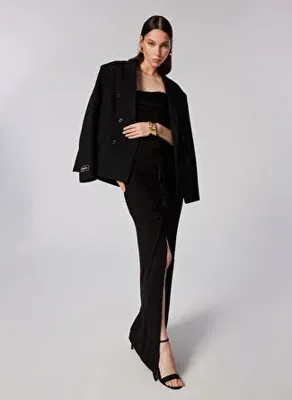 Sagaza For Boyner Oversize Siyah Kadın Ceket SGZB025
