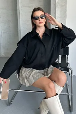 zoezoe Oversize Süet Bomber Ceket - Yeni Sezon Deri Trend Ceket