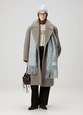 Acne Studios Gri Kruvaze Yün Palto