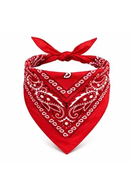 NW NessiWorld Kırmızı Kovboy Fuları Çocuk Bandana Western Desenli Boyun Fuları