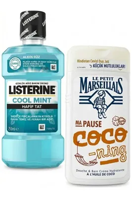 le petit marseillais Cool Mint 250 ML + Bonheur Hindistan Cevizi Duş Jeli 250 ML+Cool Mint Ağız Bakım Suyu 250 ml