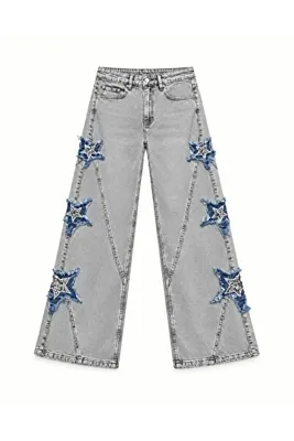 Kedi Fashion Yıldız detay kot pantolon