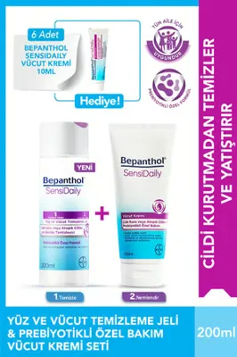Bepanthol Sensiwash Yüz Ve Vücut Temizleme Jeli 200ml Sensidaily 200ml Mini Boy - Çok Kuru Atopik Ciltler
