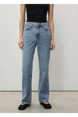 MANGO Woman Matilda düz kesim orta bel jean pantolon
