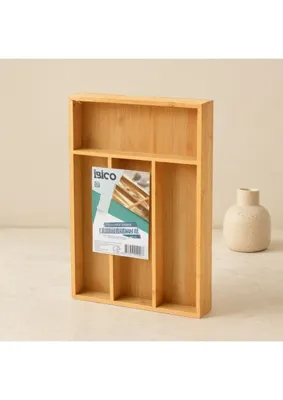 Marsilyan Bambu Çekmece Kaşıklık 22.4X33 cm - 4 Bölmeli Çok Amaçlı Organizer