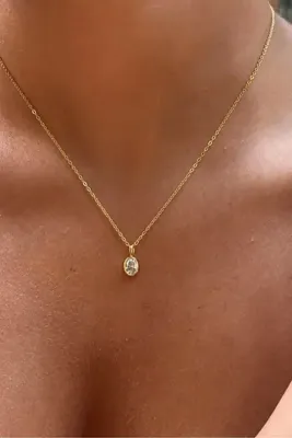 Lavian Accessories Çelik Fiona Yeşil Taşlı Kolye
