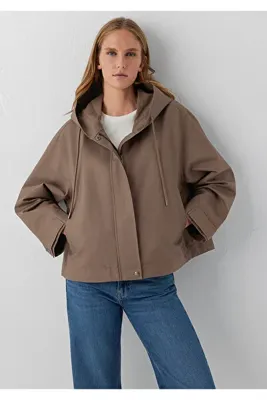 Mavi Kapüşonlu Kahverengi Ceket Oversize / Geniş Kesim 1110888-85555