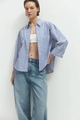 H&M Kısa Poplin Gömlek