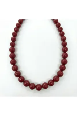 Esdem Accessories Koyu Bordo Renkli Tek Sıra Boncuk Kolye