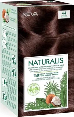 Neva color Naturalis Vegan Kalıcı Krem Saç Boyası Seti 4.4 Kestane