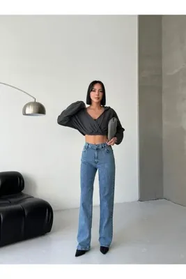 moda paketi Mavi Düz Paça Jean-Yüksel Bel