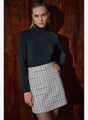 Sarar Woman Janes Ekose Beyaz Etek