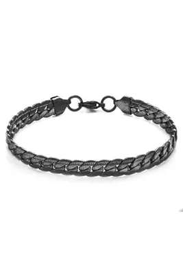TREND COLLECTİON Snake Model Unisex Kararmaz Çelik Bileklik Siyah