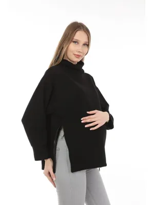 Luvmabelly Boğazlı Uzun Kollu Kadın Hamile Sweatshirt