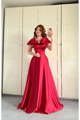 ayşenur Dinçer butik Lovely Fiyonk Abiye Kırmızı