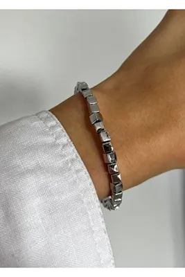 KİLİGİSTANBUL KARE TAŞ BİJUTERİ BİLEKLİK 15 CM