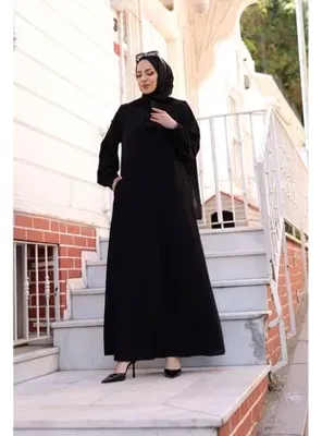 Kadeem Giyim Felora Düğmeli Ferace 9010 Siyah