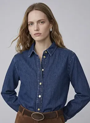 Network DNM-GM-1301 Indigo Kadın Regular Fit Denim Ceket