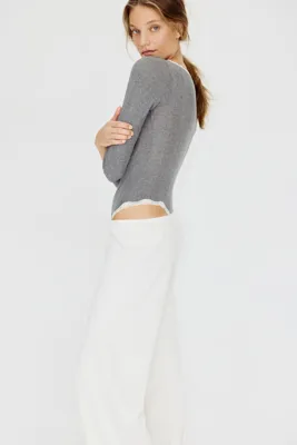 H&M Pamuklu ve Dantel Şeritli Body