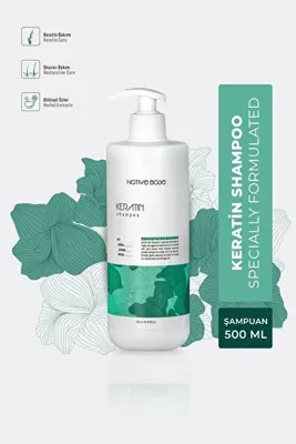 Native Base Keratin Şampuan 500 ml Zayıf Saçlar İçin Besler, Onarır ve Daha Güçlü Saç Sağlar