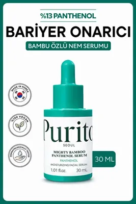 Purito Mighty Bamboo Panthenol Serum | %13 Panthenol Bambu Özlü Bariyer Onarıcı Yoğun Nemlendirici Aydınlatıcı Serum 30 ml