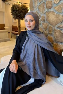 lamelif CC Desen Aura Pamuk Jakar Şal Füme