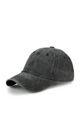 Genel Markalar Düz Renk Cap Eskitme Siyah Unisex  Şapka Kep