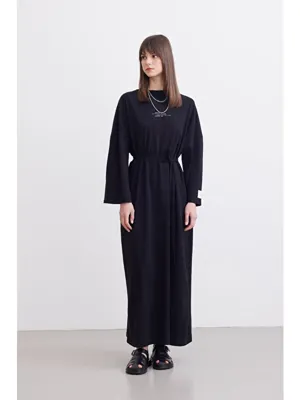 Manuka Oversize Uzun Rahat Elbise Siyah