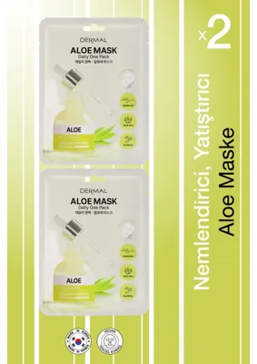 Dermal Kuru ve Yorgun Ciltler Için Nemlendirici ve Canlandırıcı Aloe Kore Maskesi 23 gr 2 Adet