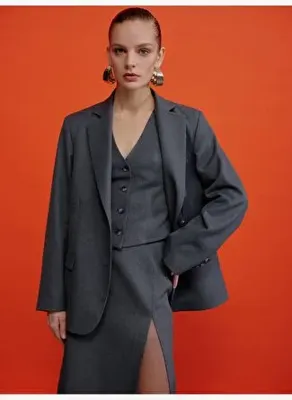 Nazlı Ceren Boxy Blazer Gri