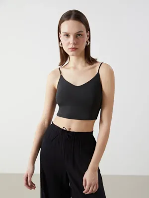 XSIDE V Yaka Düz Askılı Kadın Crop