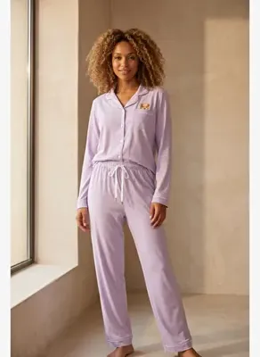 Katia & Bony Kadın Teddy Desenli Kutulu Lila Pijama Takımı