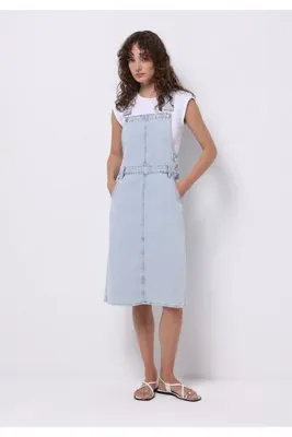 Colins Regular Fit Düz Kadın Mavi Ecologic Kolsuz Elbise