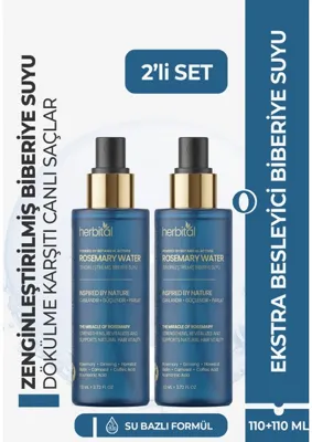 Herbital Biberiye Suyu 2\'li Set | Yoğun Aktif Ekstraktlı | Hızlı Saç Uzatma – Biotin, Ginseng Destekli