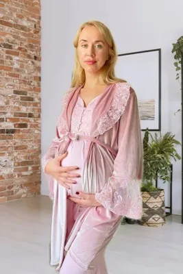 Effortt Venera Lohusa Hamile Şık Pijama Takımı Sabhlıklı Dantelli 3 lü Pijama Takımı