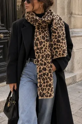 laviyonsa Ultra Soft tiftik dokuma kışlık leopar desenli kışlık atkı