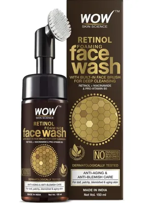 Str Store Wow Skin Science Retinol Yüz Temizleme Köpüğü ve Dahili Fırça-Ince Çizgiler, Lekeler Bakım Yüzde Doksan Sekiz, Bir Doğal Içerik Vegan 150ML