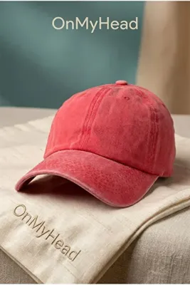 OnMyHead Kırmızı Yıkamalı Kep