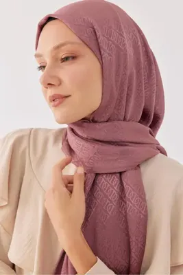 MİRSOY SCARF Halka Desen Parlak Jakar Şal - Leylak