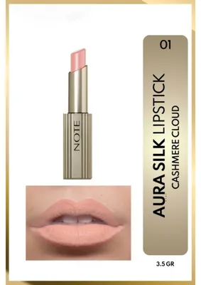 Note Cosmetics Note Aura Silk Lipstick  01 Cashmere Cloud Kremsi Yarı Parlak Ruj - Nude