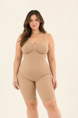 Formactive Kadın Tam Boy Seamless Korse - İnce Askılı Göğüs Toparlayıcı Yüksek Bel Paçalı Vücut Şekillendirici Body Ten FRM03